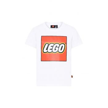 Lego tricou de bumbac pentru copii culoarea alb, cu imprimeu