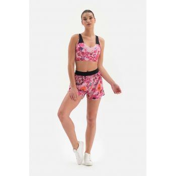 Pantaloni scurti cu model floral si design 2in1