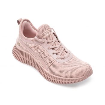 Pantofi SKECHERS roz, BOBS GEO, din piele ecologica
