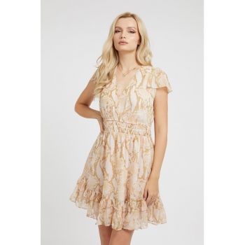 Rochie mini evazata cu model piele de sarpe