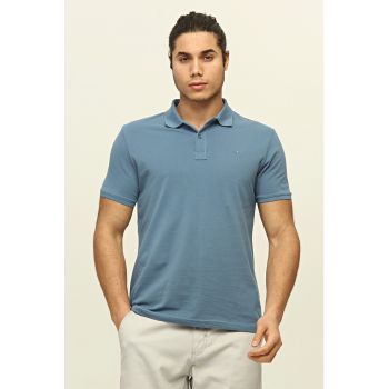 Tricou polo de bumbac cu broderie pe piept
