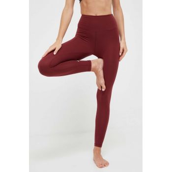 adidas Performance jambiere de yoga Essentials culoarea bordo, neted ieftini