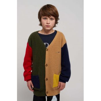 Bobo Choses cardigan de lână pentru copii culoarea verde de firma original