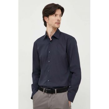 BOSS cămașă bărbați, culoarea bleumarin, cu guler clasic, slim 50469345 ieftina