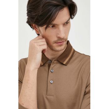 BOSS longsleeve barbati, culoarea bej, modelator