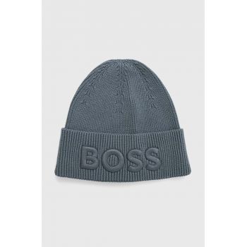 Boss Orange caciula din amestec de lana BOSS ORANGE culoarea verde, din tricot gros