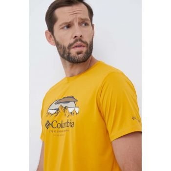 Columbia tricou sport Columbia Hike culoarea portocaliu, cu imprimeu ieftin