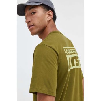 Converse tricou din bumbac culoarea verde, cu imprimeu ieftin