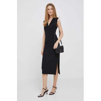 Dkny rochie culoarea negru, midi, drept de firma originala