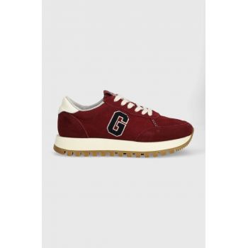 Gant sneakers din piele intoarsă Caffay culoarea bordo, 27533167.G554