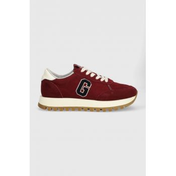 Gant sneakers din piele intoarsă Caffay culoarea bordo, 27533167.G554