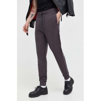 HUGO pantaloni de trening din bumbac culoarea gri, uni 50489617