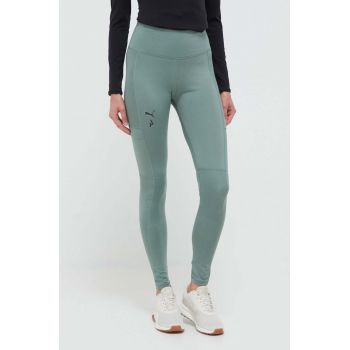 Puma leggins de alergare Seasons culoarea verde, neted