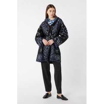 Jacheta din amestec de lana cu model paisley