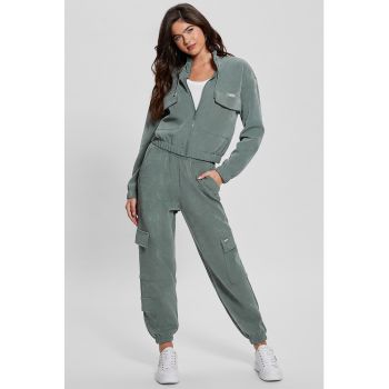 Pantaloni sport cu talie inalta si buzunare cu clapa pentru fitness