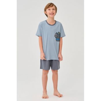 Pijama de bumbac cu imprimeu