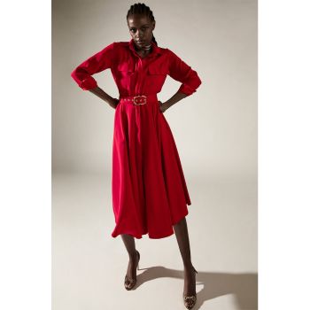 Rochie-camasa evazata cu o curea in talie Patty