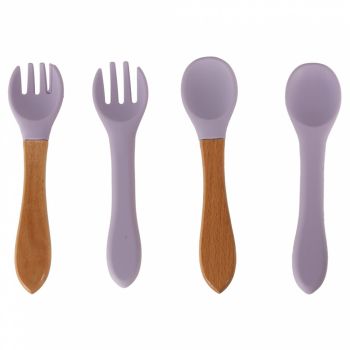 Set complet de hranire copii, Ikonka, cu 9 piese din silicon, pt diversificare hrana, Purple Crab