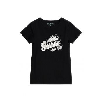Tricou cu decolteu la baza gatului si imprimeu logo