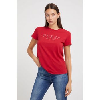 Tricou cu decolteu la baza gatului si logo frontal