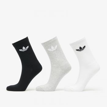adidas Trefoil Cushion Crew Sock 3-Pack White/ Medium Grey Heather/ Black la reducere