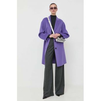 Beatrice B palton de lana culoarea violet, de tranzitie, oversize