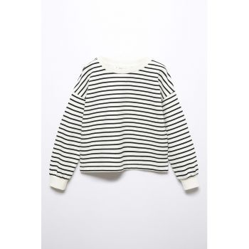 Bluza sport cu maneci cazute si dungi