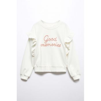 Bluza sport de bumbac cu garnituri cu volane