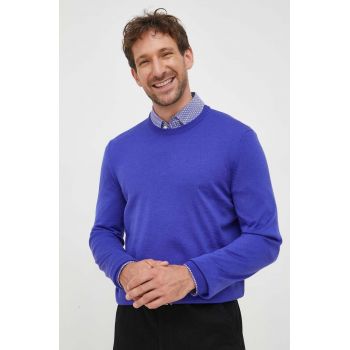 BOSS pulover de lana barbati, culoarea violet de firma original