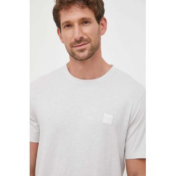 BOSS tricou din bumbac BOSS CASUAL culoarea gri, cu imprimeu