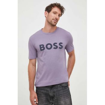 BOSS tricou din bumbac CASUAL bărbați, culoarea violet, cu imprimeu 50481923 ieftin