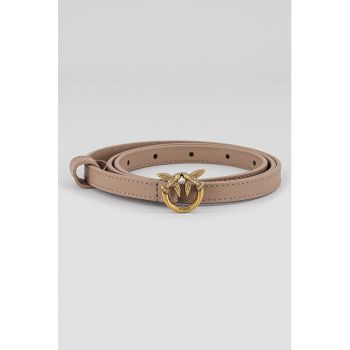 Curea ingusta de piele cu catarama cu logo Love Berry