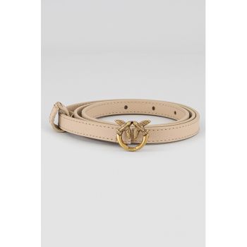 Curea ingusta de piele cu catarama cu logo Love Berry