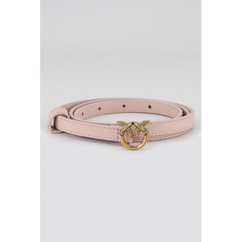 Curea ingusta de piele cu catarama cu logo Love Berry