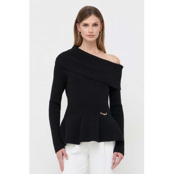Elisabetta Franchi pulover femei, culoarea negru, călduros, cu guler