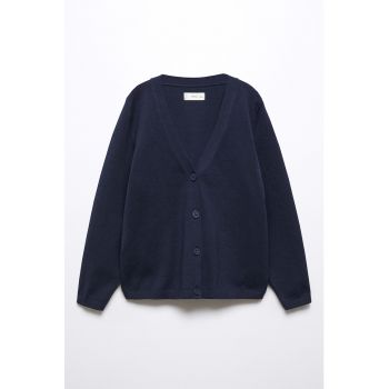 Cardigan tricotat fin cu decolteu in V