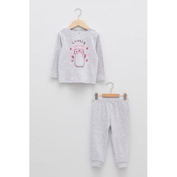 Pijama din material fleece cu talie elastica