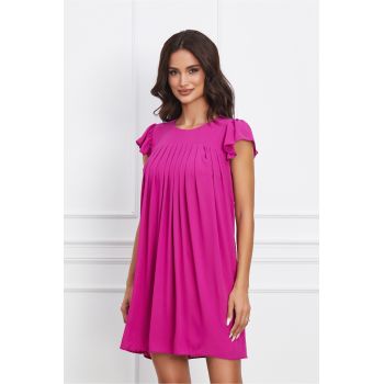 Rochie Dy Fashion fucsia scurta din voal la reducere