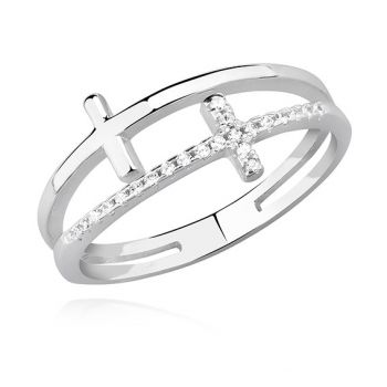 Inel argint 925, JW336, model cu pietre si cruciulite, placat cu rodiu