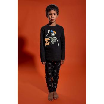 Coccodrillo pijamale de bumbac pentru copii culoarea negru, modelator