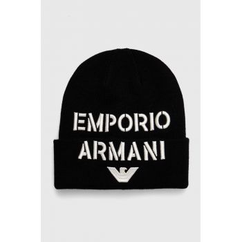 Emporio Armani caciula din lana pentru copii culoarea negru de firma originala