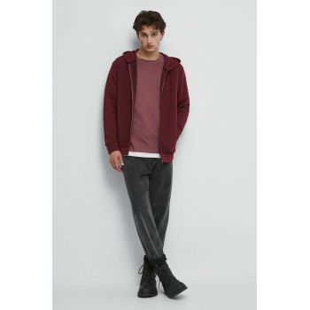 Medicine bluza barbati, culoarea bordo, cu glugă, neted