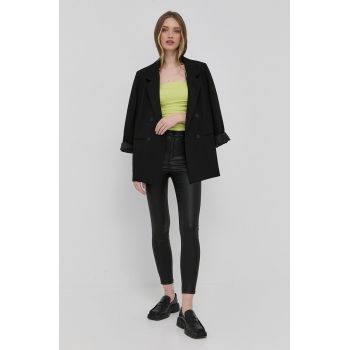 The Kooples pantaloni femei, culoarea negru, mulata, high waist