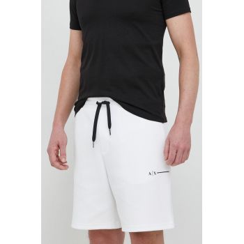 Armani Exchange pantaloni scurti barbati, culoarea alb ieftini