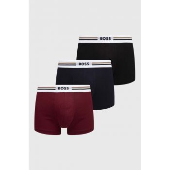 BOSS boxeri 3-pack barbati, culoarea bordo, 50492200