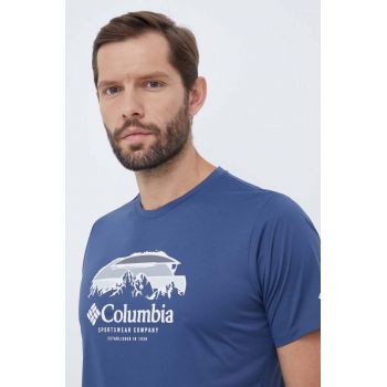 Columbia tricou sport Columbia Hike culoarea albastru marin, cu imprimeu ieftin