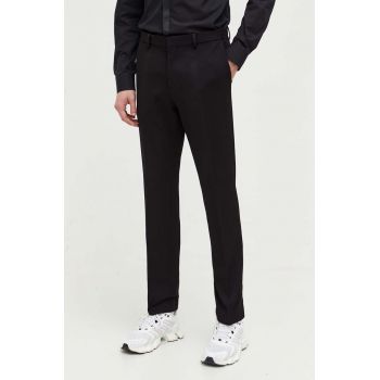 HUGO pantaloni barbati, culoarea negru, drept de firma originali