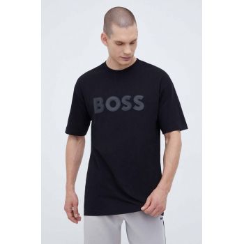 Boss Green tricou din bumbac BOSS GREEN culoarea negru, cu imprimeu