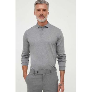 BOSS longsleeve din bumbac culoarea gri, neted, 50468392