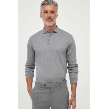 BOSS longsleeve din bumbac culoarea gri, uni 50468392